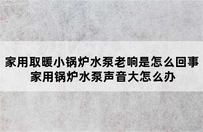 家用取暖小锅炉水泵老响是怎么回事 家用锅炉水泵声音大怎么办